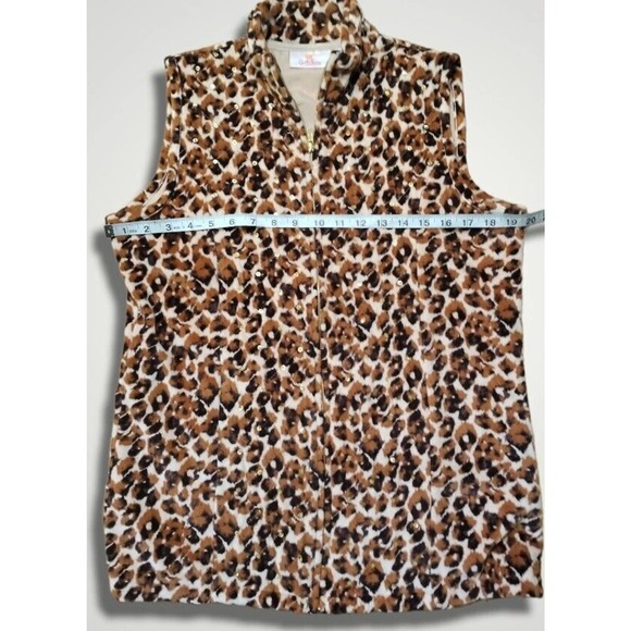 Quacker Factory Leopard Print Sequined Full Zip Vest Size S - Picture 6 of 8